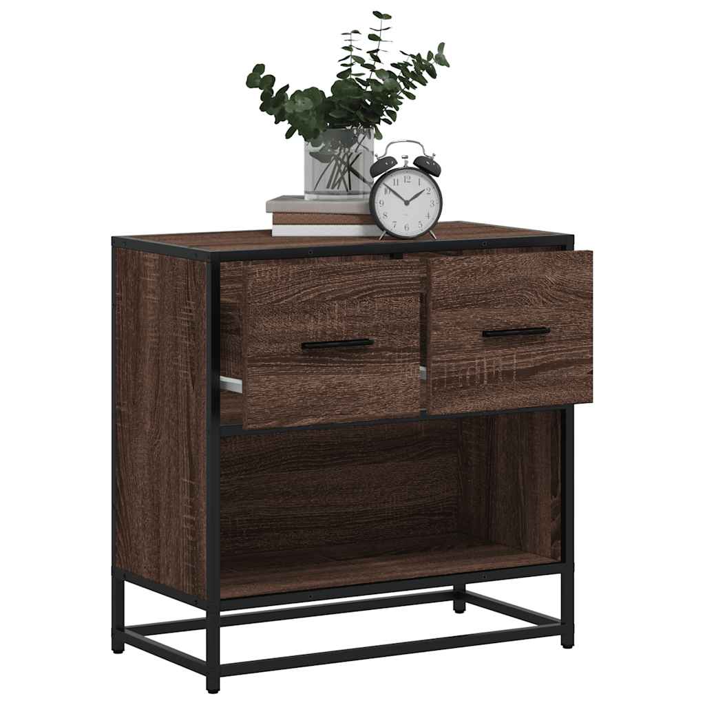 Nattbord Sengbord Brun Eik 60x31x60 cm og metall
