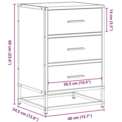 Nattbord Sengbord Svart 40x34,5x60 cm og metall