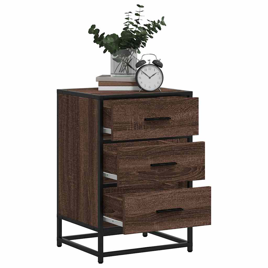 Nattbord Sengbord Brun Eik 40x34,5x60 cm og metall