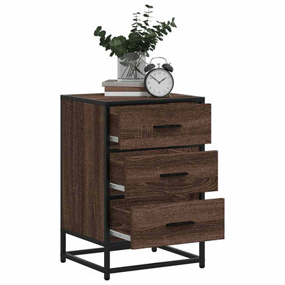 Nattbord Sengbord Brun Eik 40x34,5x60 cm og metall