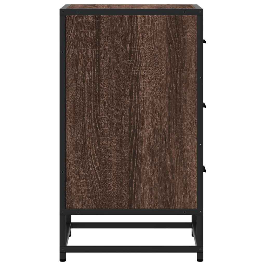 Nattbord Sengbord Brun Eik 40x34,5x60 cm og metall