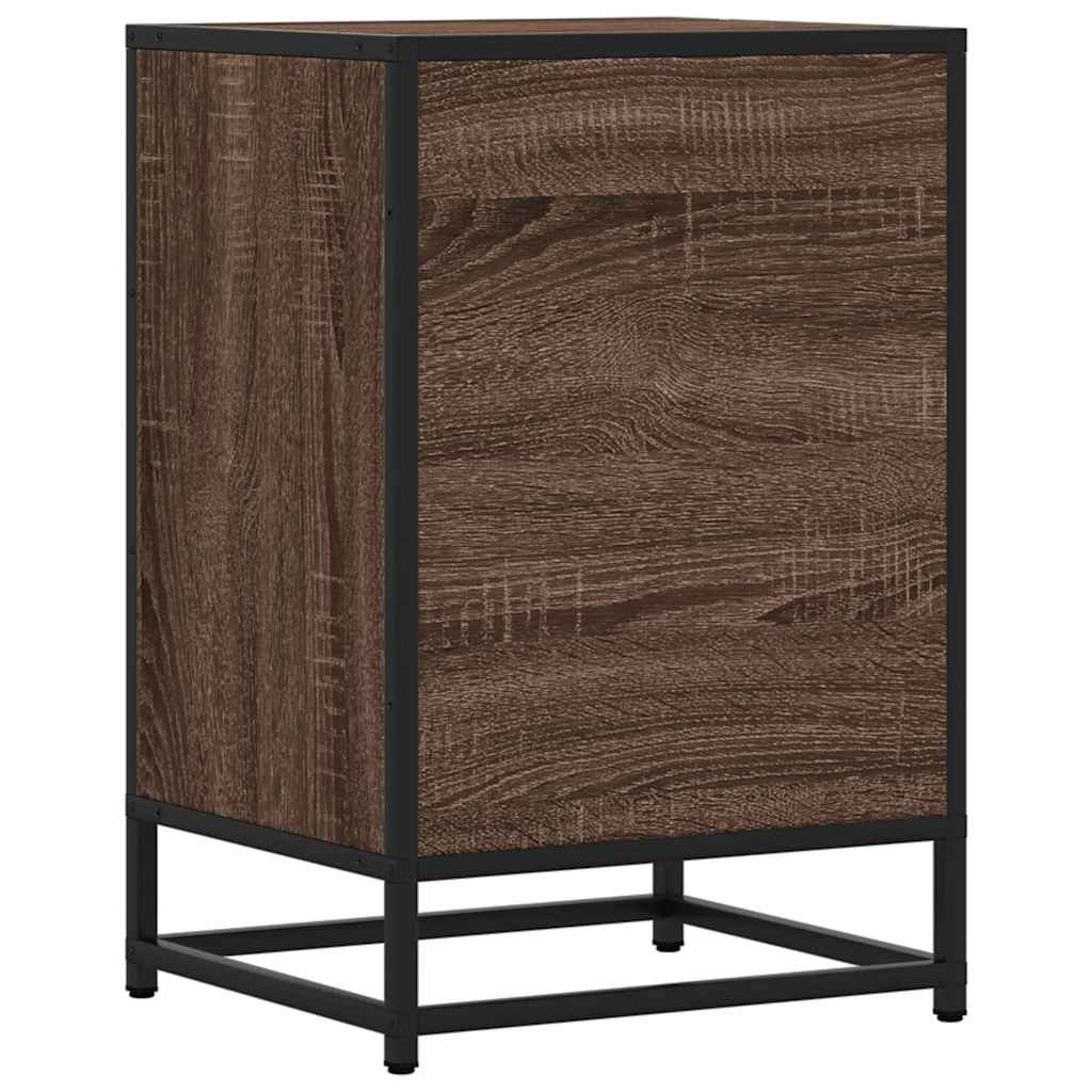 Nattbord Sengbord Brun Eik 40x34,5x60 cm og metall
