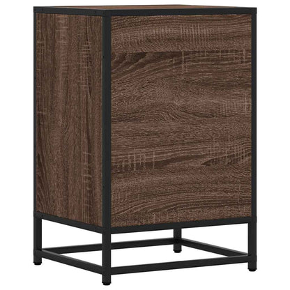 Nattbord Sengbord Brun Eik 40x34,5x60 cm og metall