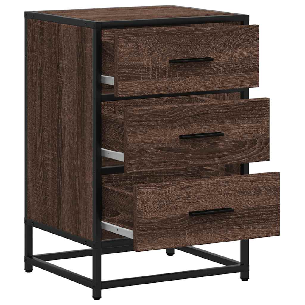 Nattbord Sengbord Brun Eik 40x34,5x60 cm og metall