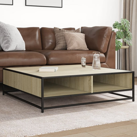 Salongbord Sofabord Sonoma Eik 100x100x30 cm og metall