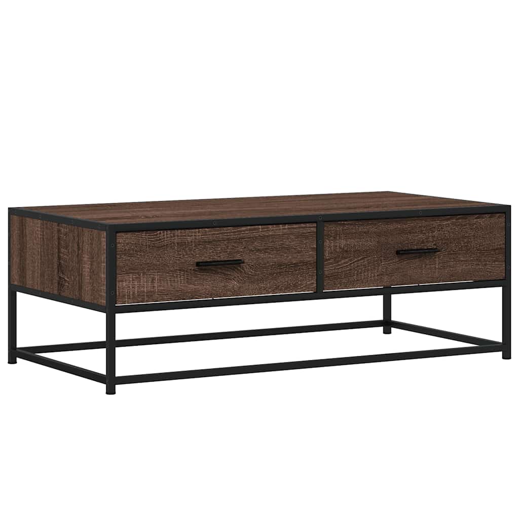 Salongbord Sofabord Brun Eik 100x50x35 cm og metall