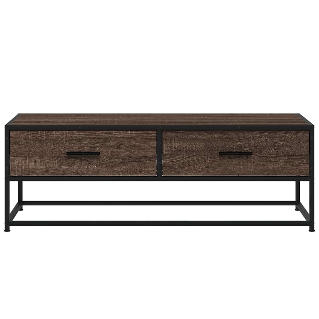 Salongbord Sofabord Brun Eik 100x50x35 cm og metall