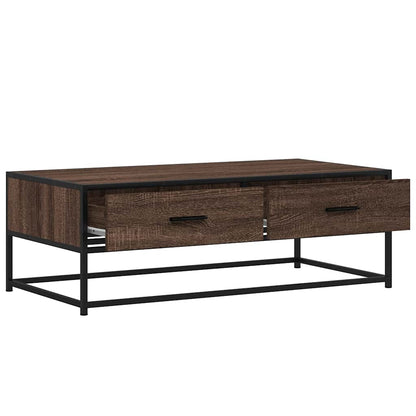Salongbord Sofabord Brun Eik 100x50x35 cm og metall