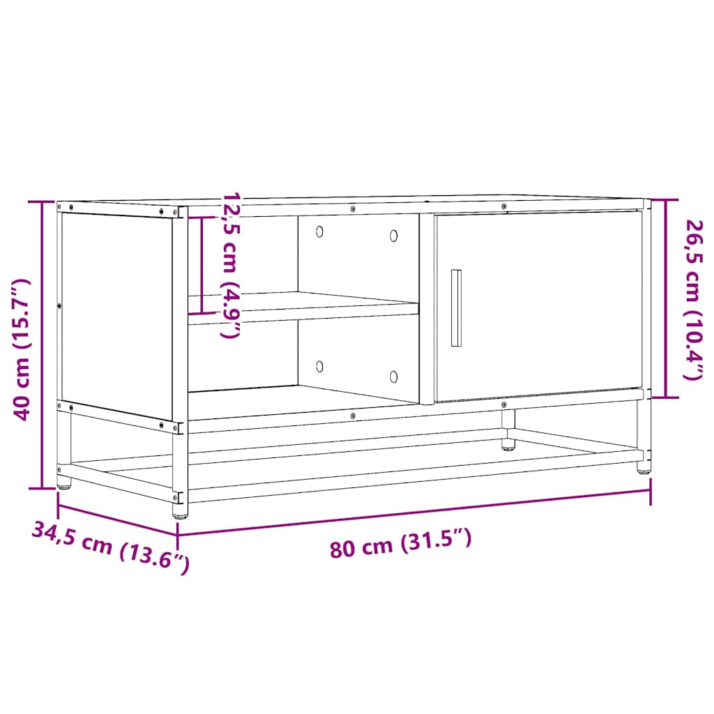 TV-Møbel Brun Eik Tv-benk 80x34,5x40 cm og metall