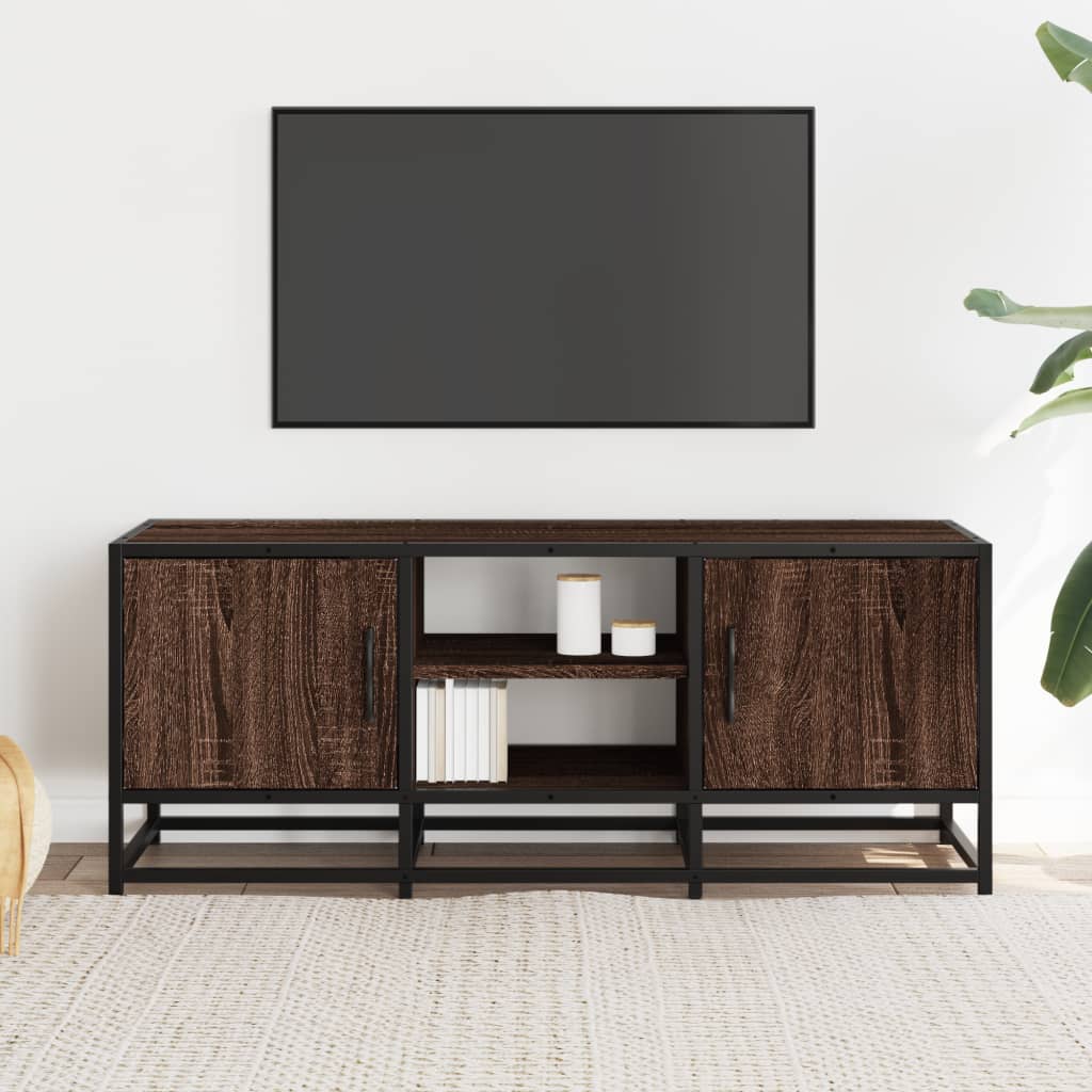 TV-Møbel Brun Eik Tv-benk 100x35x41 cm og metall