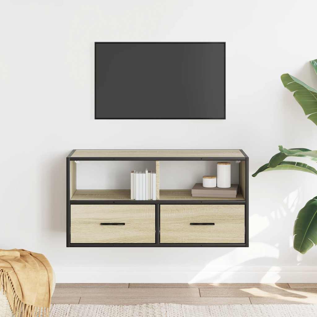 TV-Møbel Sonoma Eik Tv-benk 80x31x39,5 cm og metall