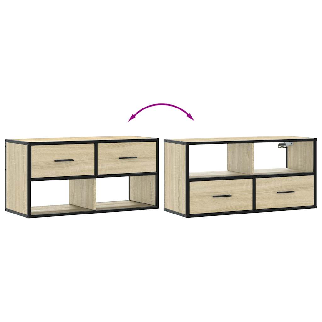 TV-Møbel Sonoma Eik Tv-benk 80x31x39,5 cm og metall