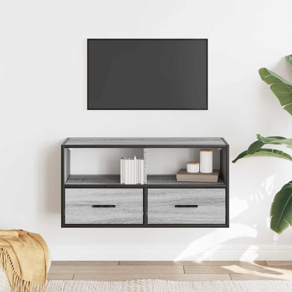 TV-Møbel Sonoma Grå Tv-benk 80x31x39,5 cm og metall