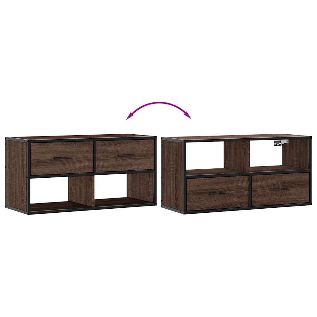 TV-Møbel Brun Eik Tv-benk 80x31x39,5 cm og metall