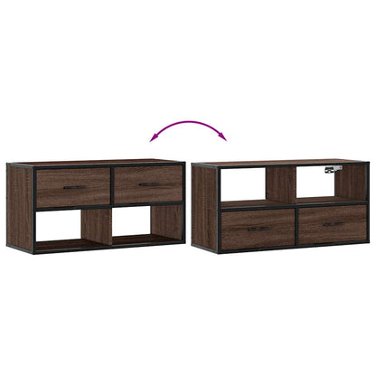 TV-Møbel Brun Eik Tv-benk 80x31x39,5 cm og metall