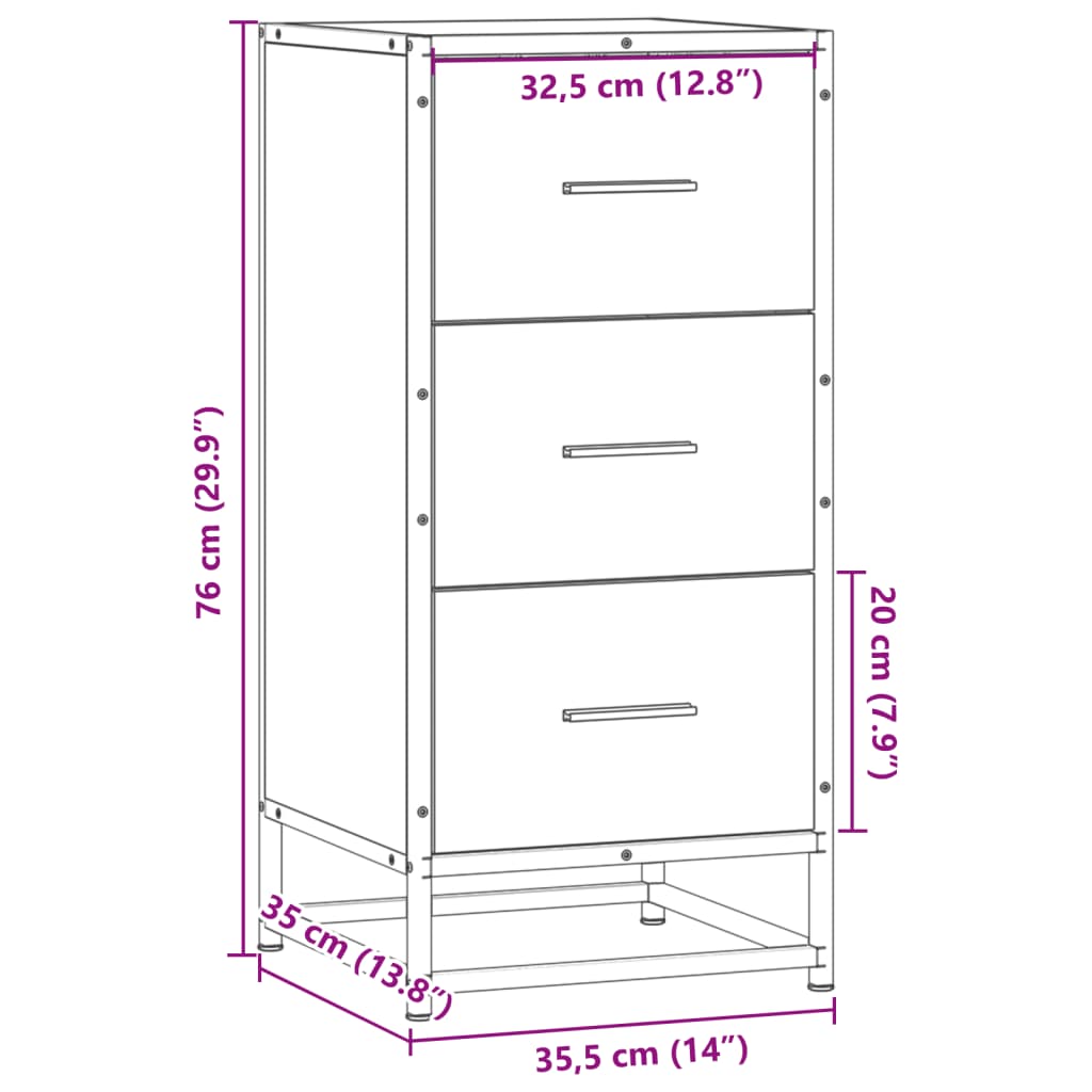 Skjenk røkt eik 35,5x35x76 cm konstruert tre og metall