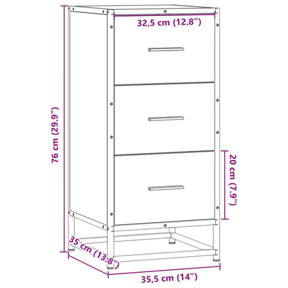Skjenk røkt eik 35,5x35x76 cm konstruert tre og metall