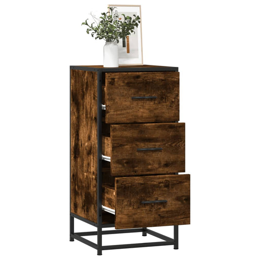 Skjenk røkt eik 35,5x35x76 cm konstruert tre og metall