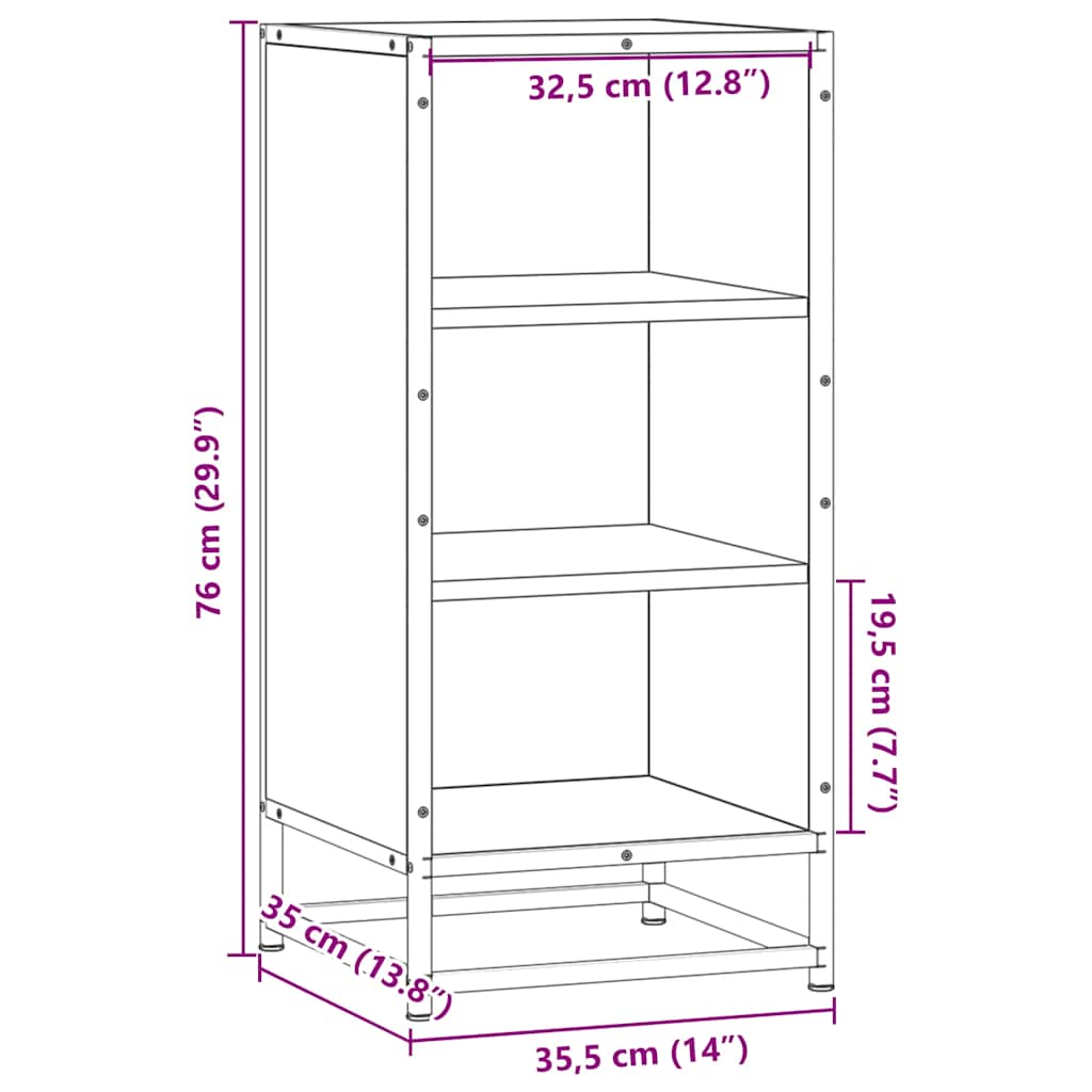 Skjenk brun eik 35,5x35x76 cm konstruert tre og metall