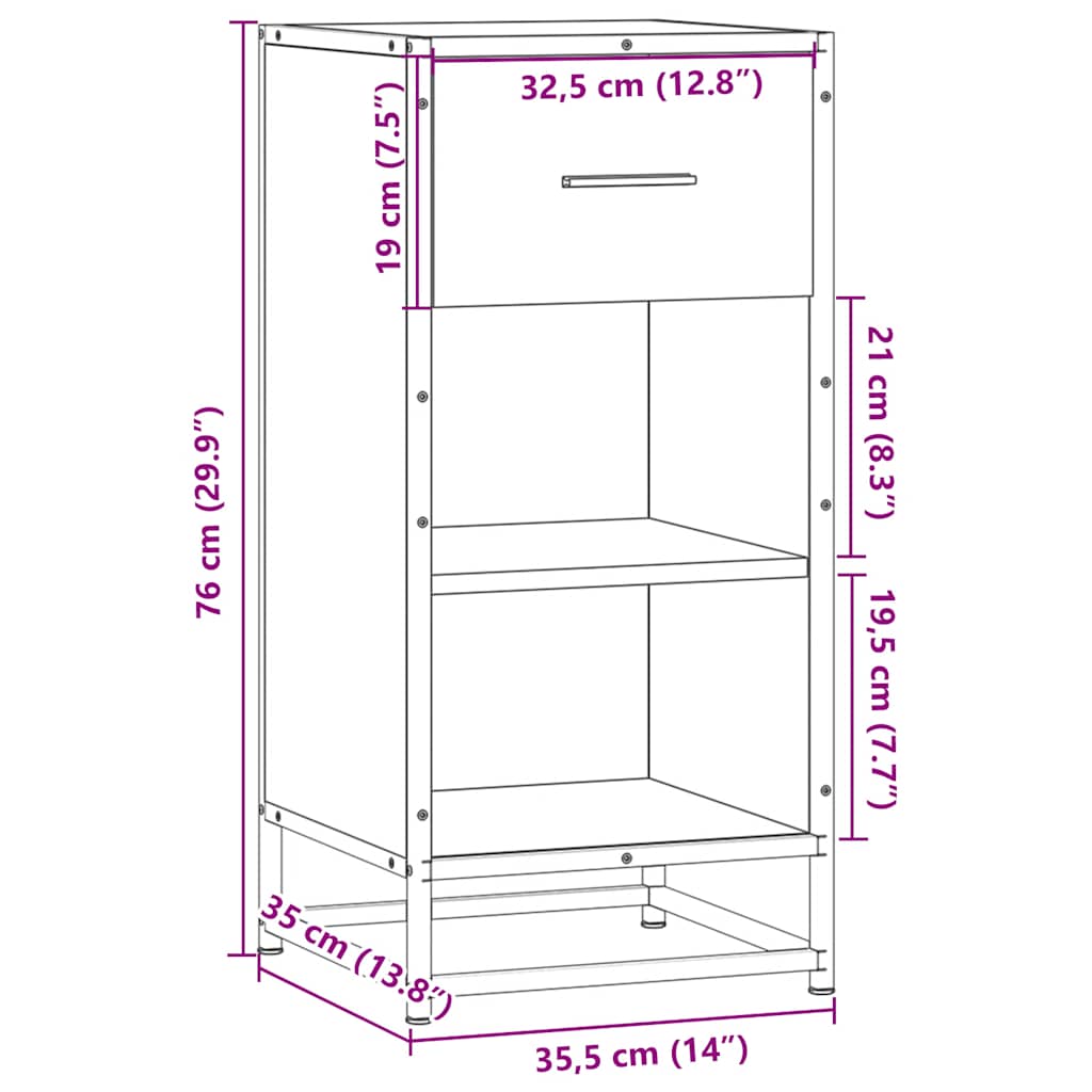 Skjenk svart 35,5x35x76 cm konstruert tre og metall