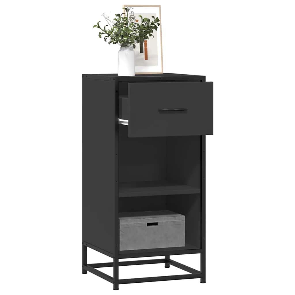 Skjenk svart 35,5x35x76 cm konstruert tre og metall