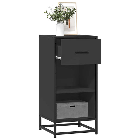 Skjenk svart 35,5x35x76 cm konstruert tre og metall