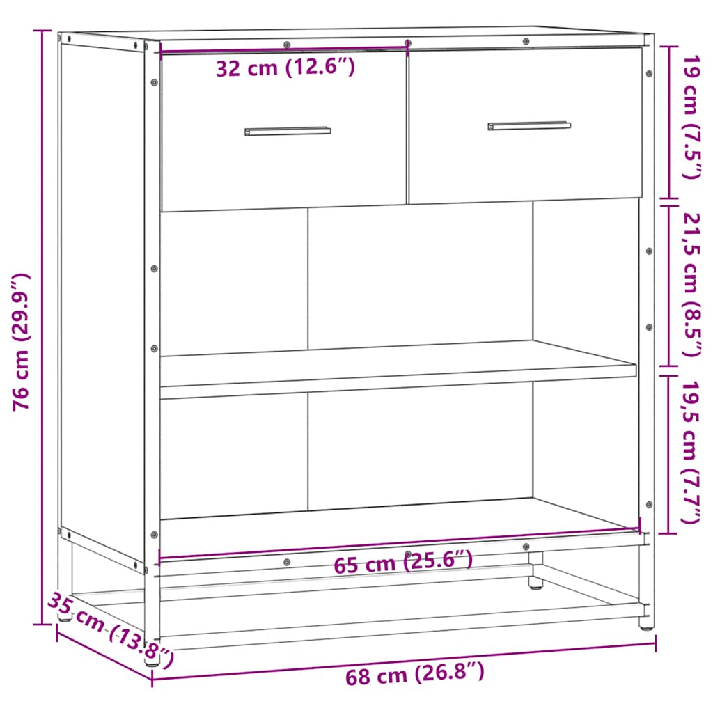 Skjenk Brun Eik 68x35x76 cm