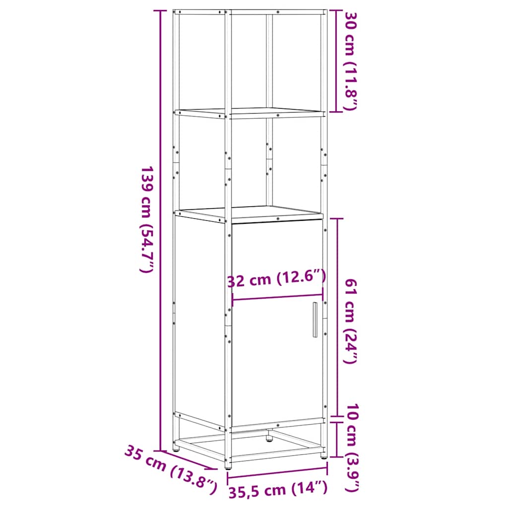 Skap Brun Eik 35,5x35x139 cm