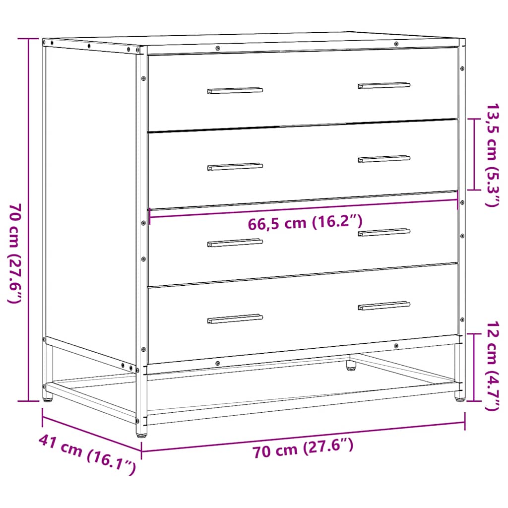 Kommode Brun Eik 70x41x70 cm