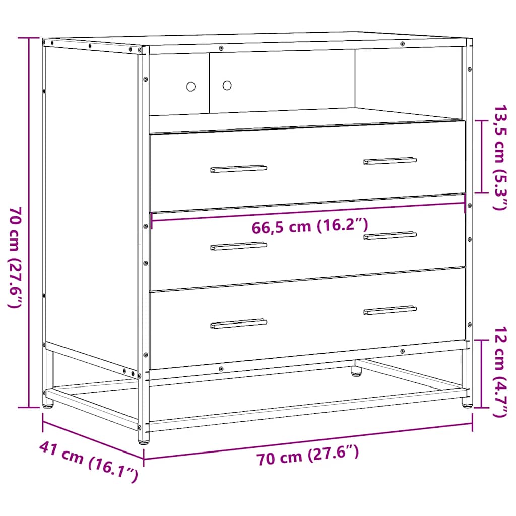 Kommode Brun Eik 70x41x70 cm