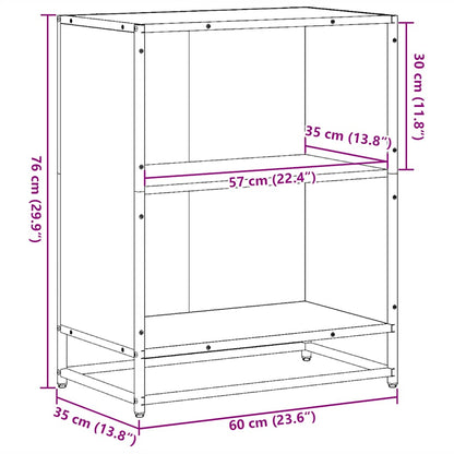 Bokhylle Svart 60x35x76 cm