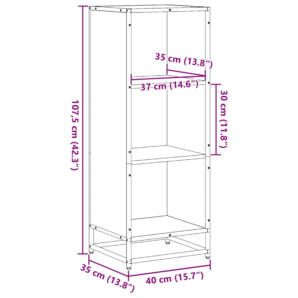 Bokhylle Brun Eik 40x35x107,5 cm