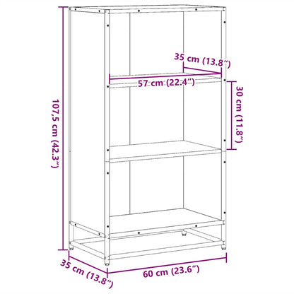 Bokhylle Svart 60x35x107,5 cm