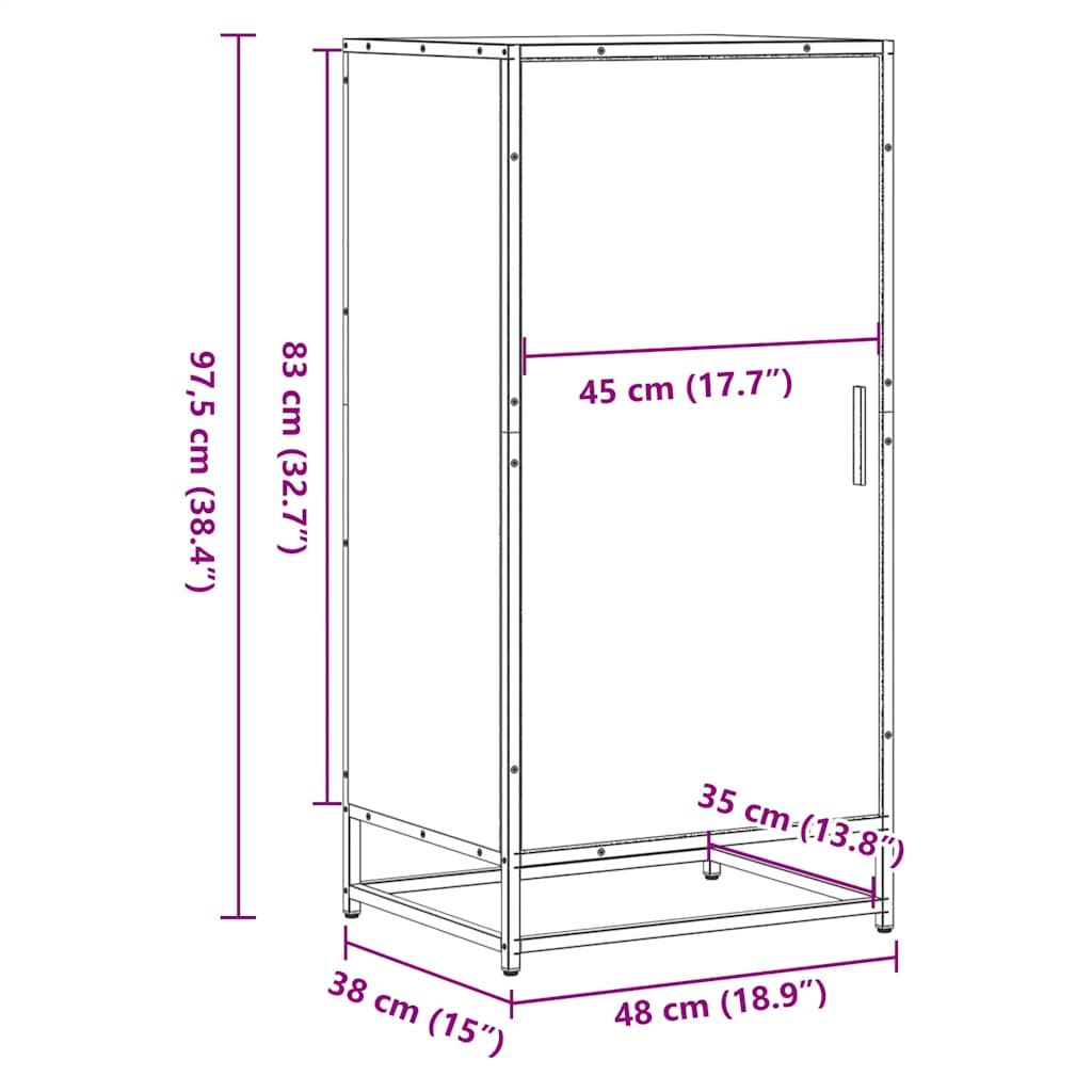 Skoskap Skohylle Skobenk Røkt Eik 48x38x97,5 cm