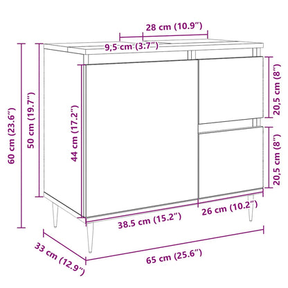 Baderomsskap Sonoma Eik 65x33x60 cm