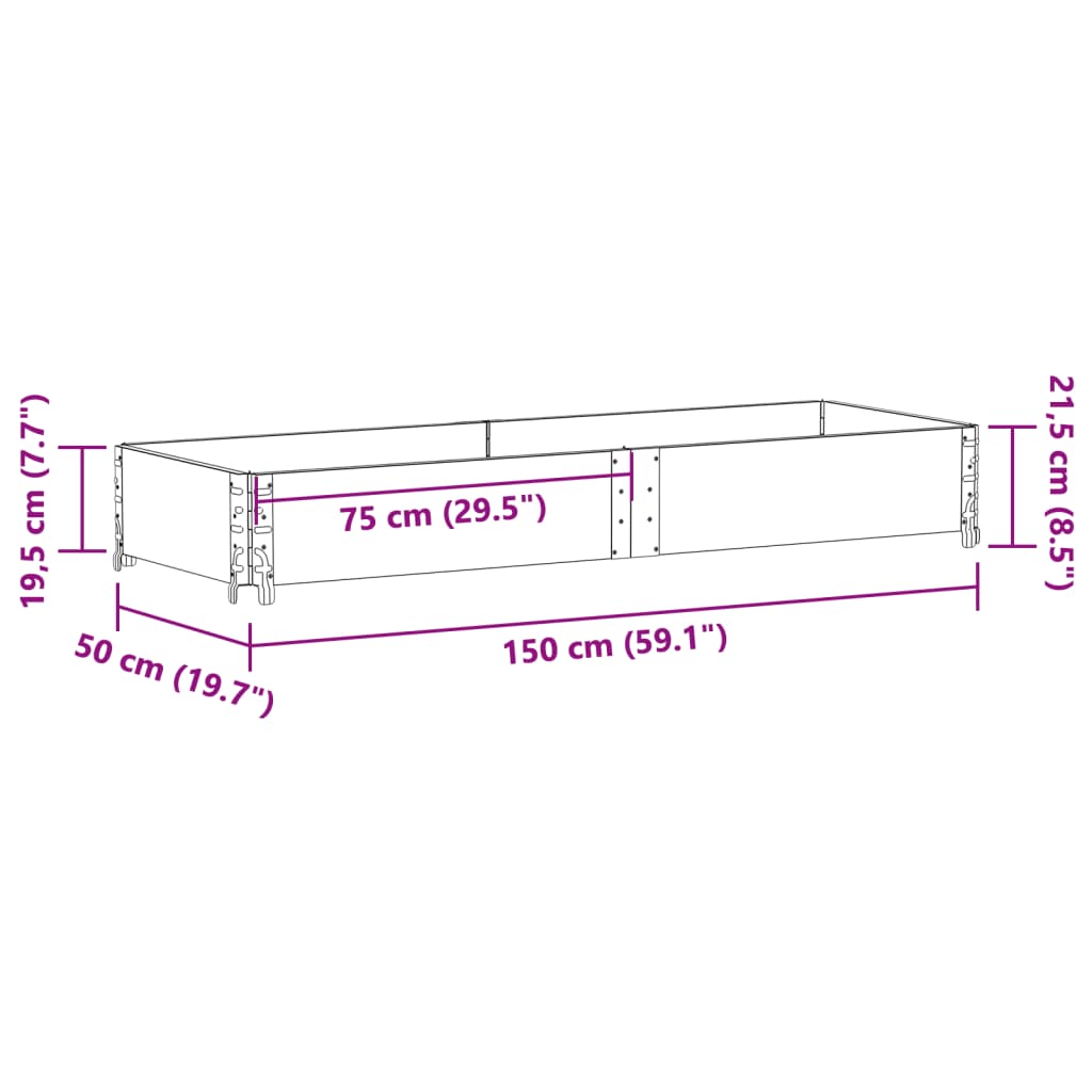 Hageplantekasse svart 150x50 cm heltre furu