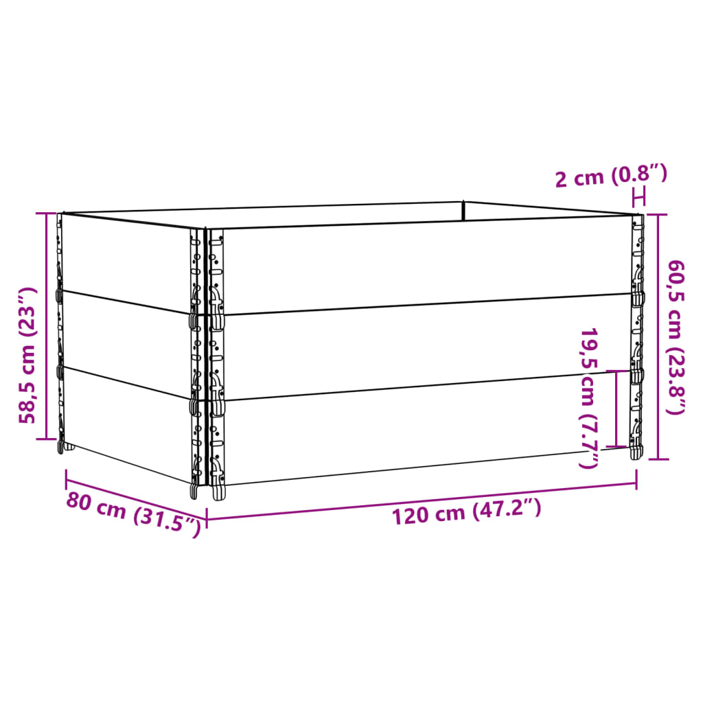 Plantekasse svart 120x80 cm heltre furu
