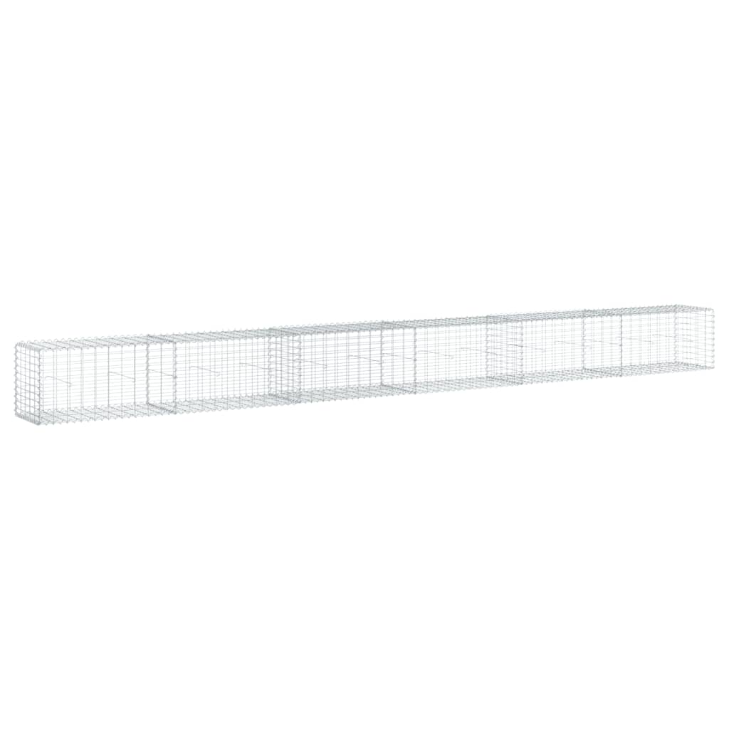 Gabionkurv med deksel 600x50x50 cm galvanisert jern