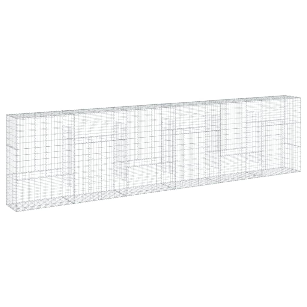 Gabionkurv med deksel 600x50x150 cm galvanisert jern