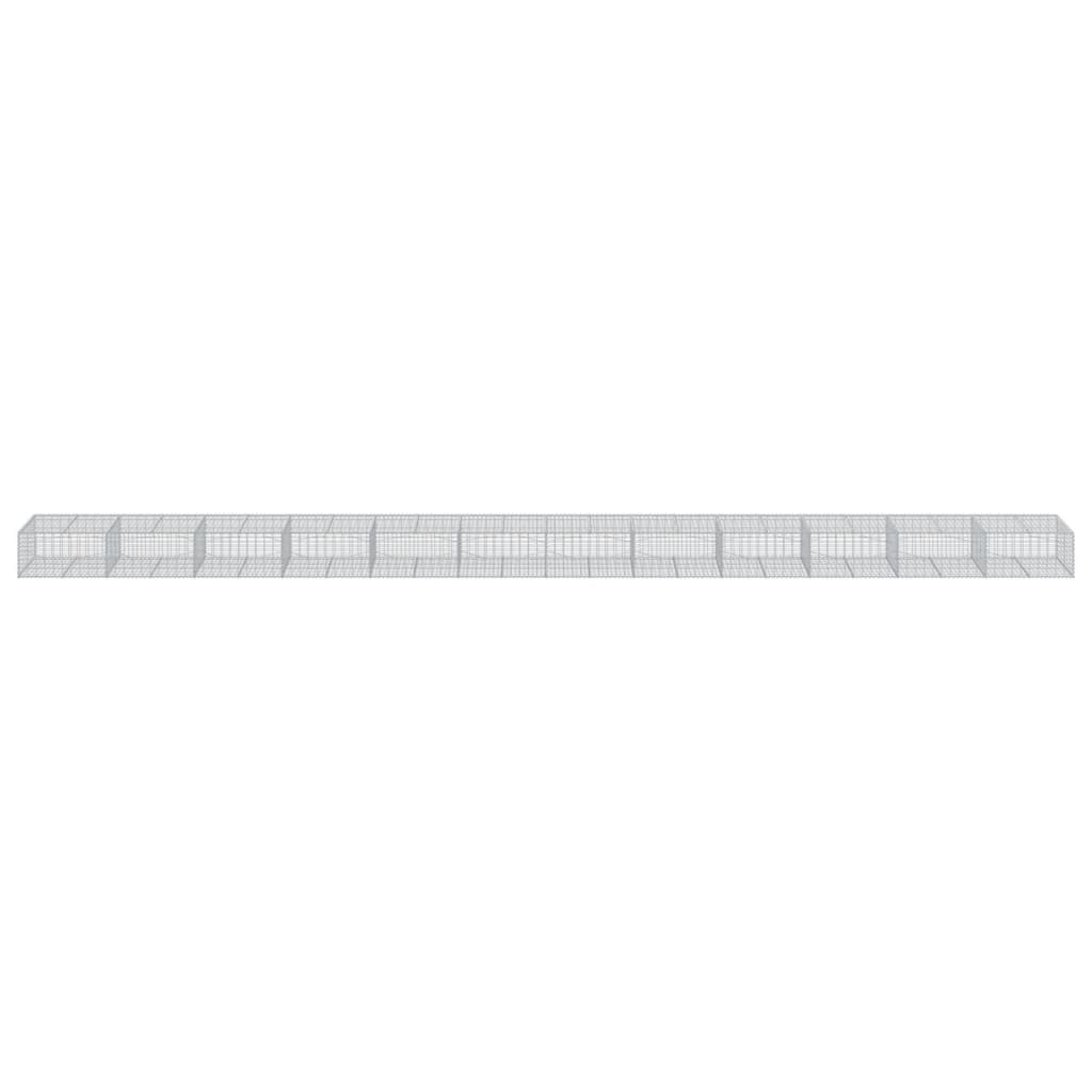 Gabionkurv med deksel 1200x100x50 cm galvanisert jern