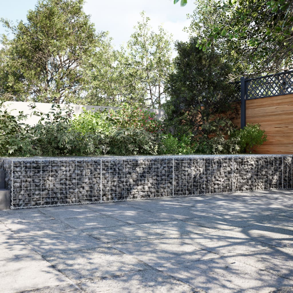 Gabionkurv med deksel 1200x100x50 cm galvanisert jern