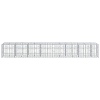 Gabionkurv med deksel 750x100x100 cm galvanisert jern
