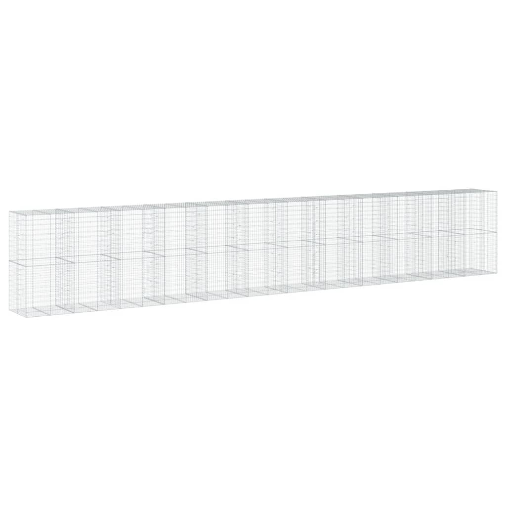Gabionkurv med deksel 1200x100x200 cm galvanisert jern