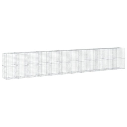 Gabionkurv med deksel 1200x100x200 cm galvanisert jern