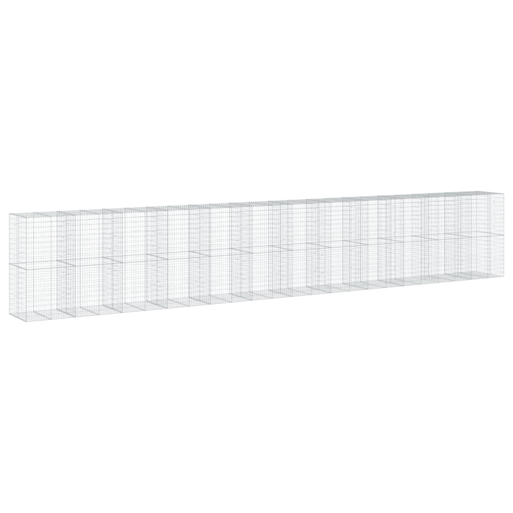 Gabionkurv med deksel 1200x100x200 cm galvanisert jern