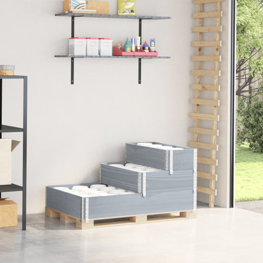 Utendørs Blomsterkasse Plantekasse Tre 3 trinn Grå 120x80 cm heltre furu
