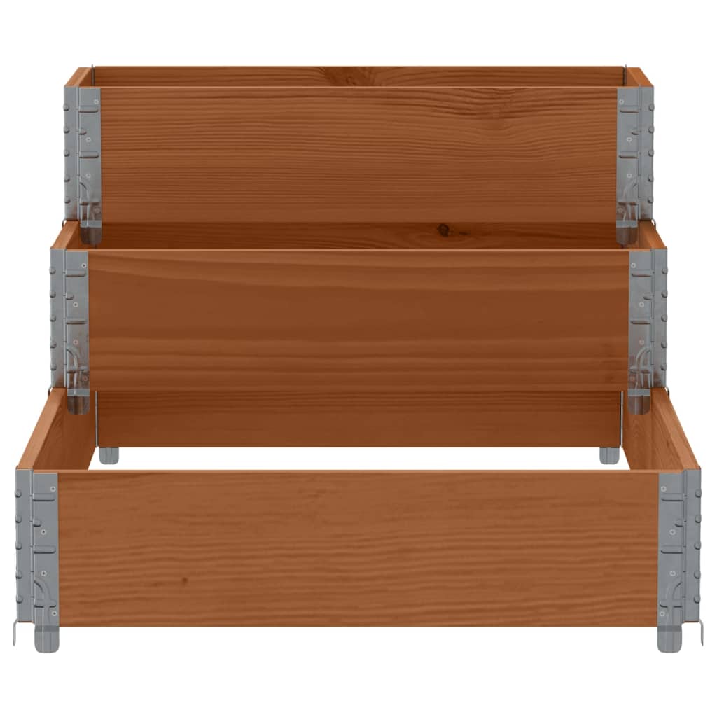 Utendørs Blomsterkasse Plantekasse Tre 3 trinn Brun 120x80 cm heltre furu