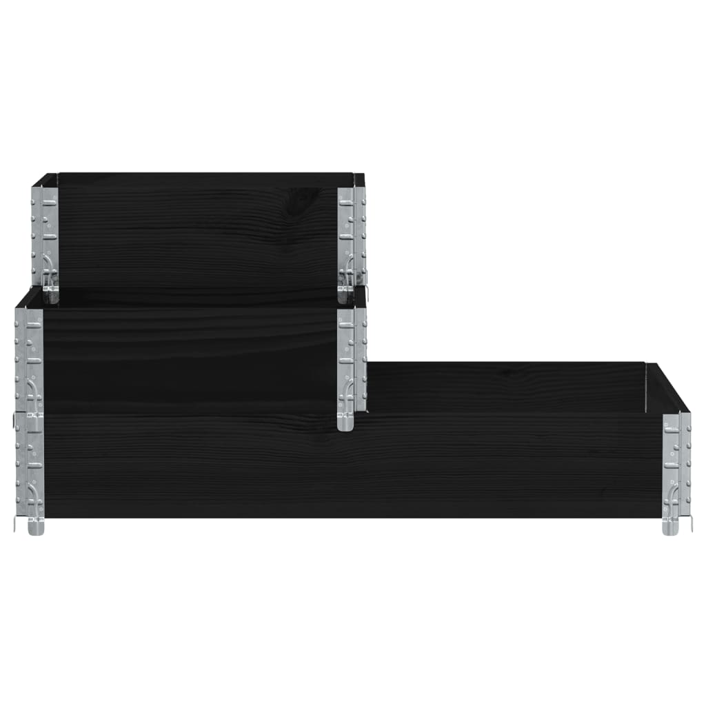 Utendørs Blomsterkasse Plantekasse Tre 3 trinn Svart 120x80 cm heltre furu
