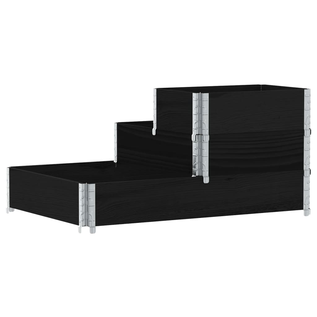 Utendørs Blomsterkasse Plantekasse Tre 3 trinn Svart 120x80 cm heltre furu