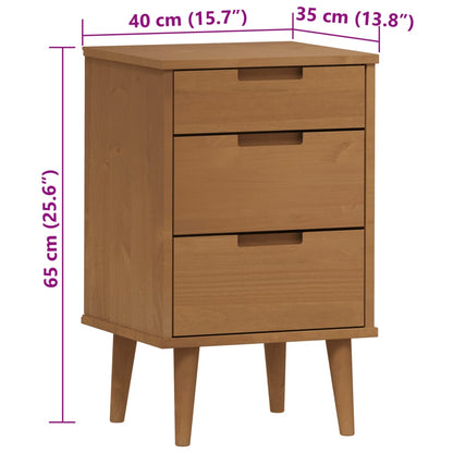 Nattbord Sengbord Brun MOLDE 40x35x65 cm heltre furu